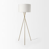 Mercana Ambrose 20.0L x 20.0W x 61.8H Gold Metal W/Cream Fabric Shade Floor Lamp