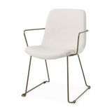 Mercana Sawyer Cream Fabric Wrap Gold Metal Frame Dining Chair