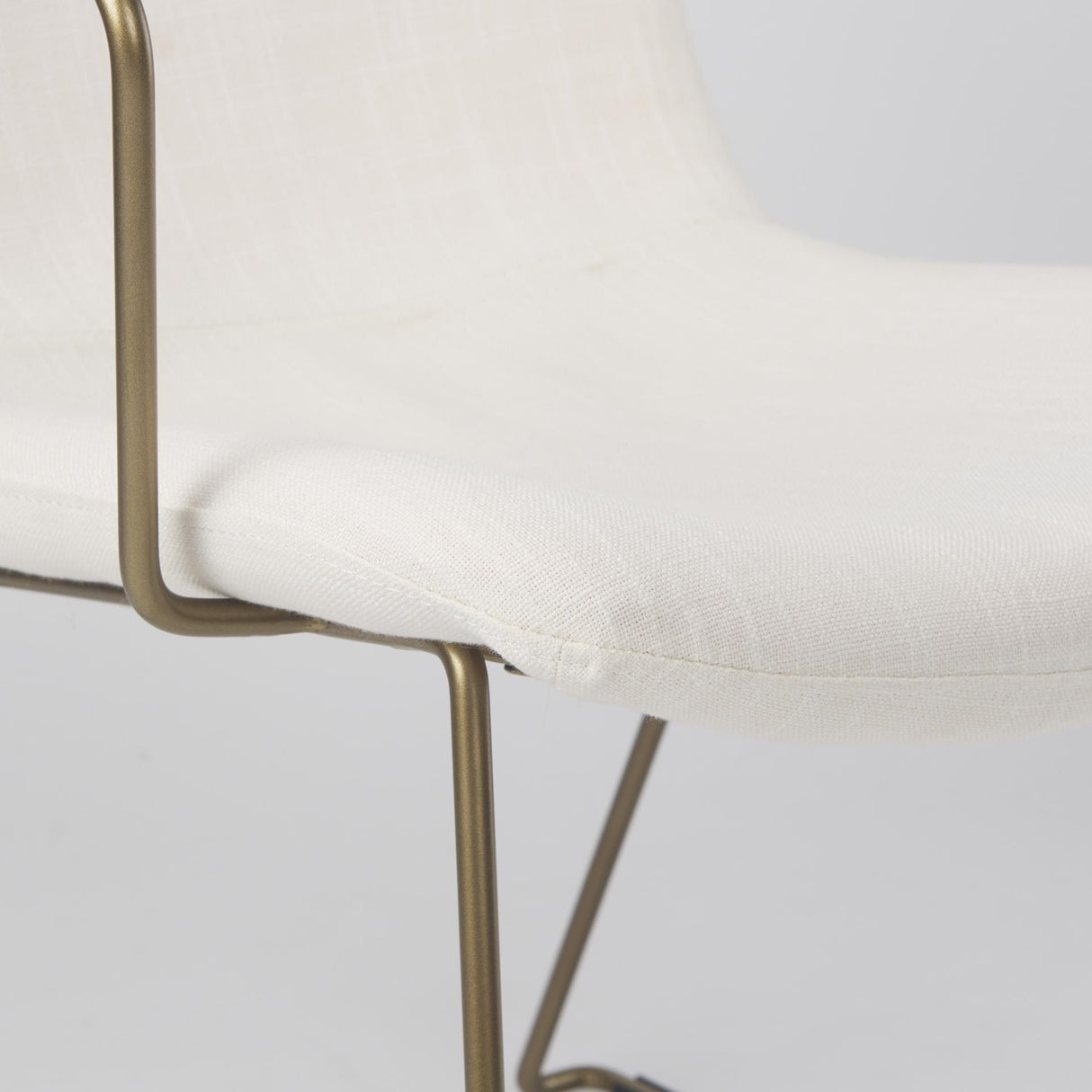 Mercana Sawyer Cream Fabric Wrap Gold Metal Frame Dining Chair