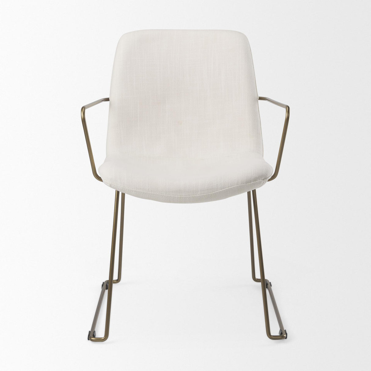 Mercana Sawyer Cream Fabric Wrap Gold Metal Frame Dining Chair
