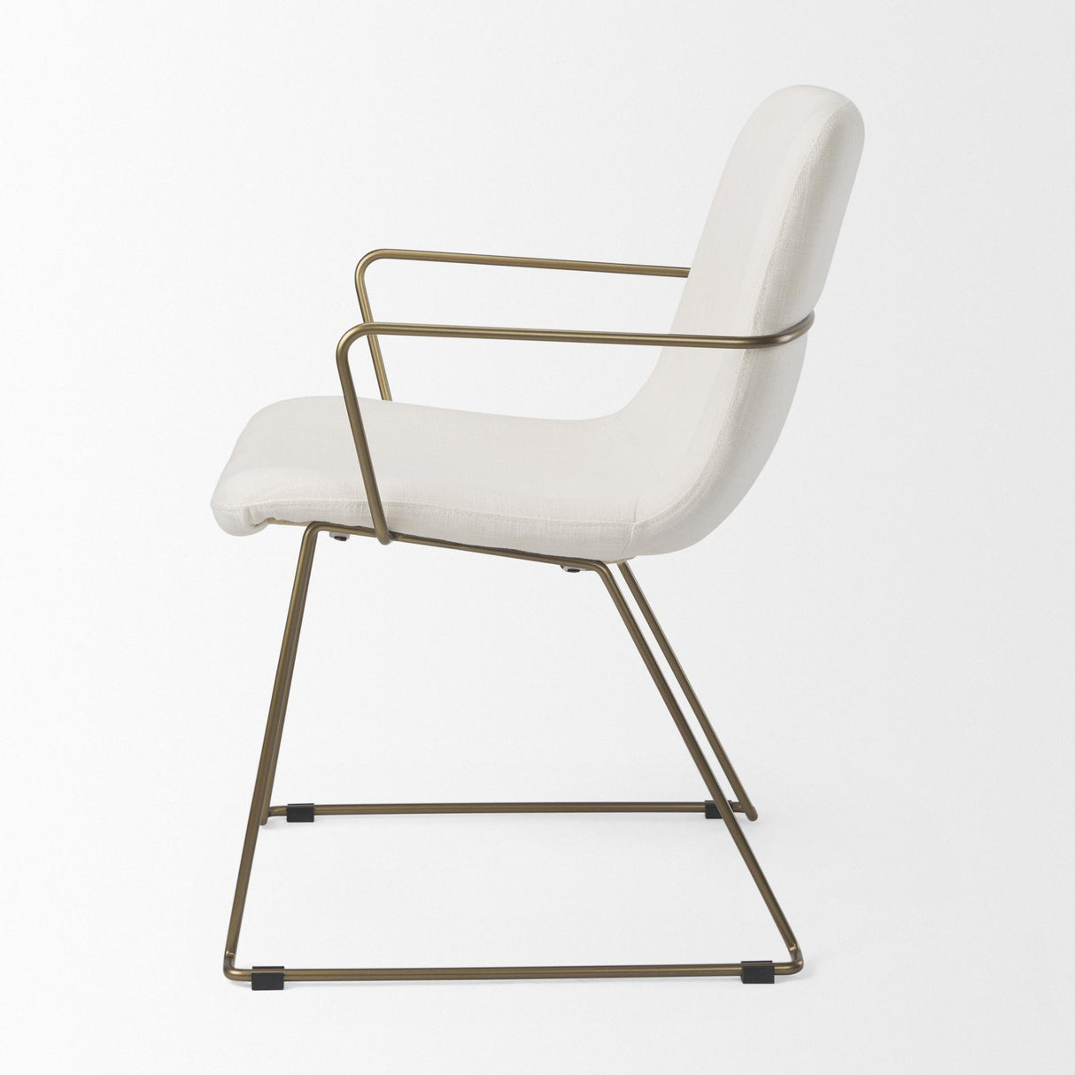 Mercana Sawyer Cream Fabric Wrap Gold Metal Frame Dining Chair