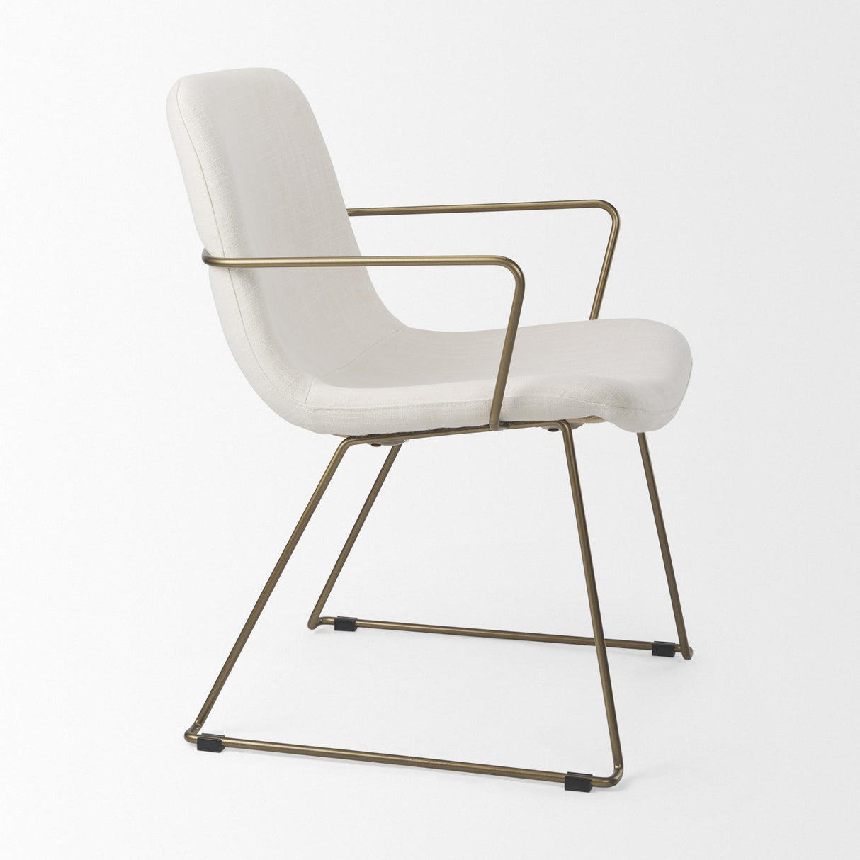 Mercana Sawyer Cream Fabric Wrap Gold Metal Frame Dining Chair
