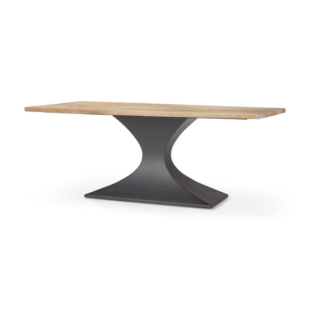 Mercana Maxton Light Brown Wood w/ Dark Gunmetal Iron Metal Dining Table