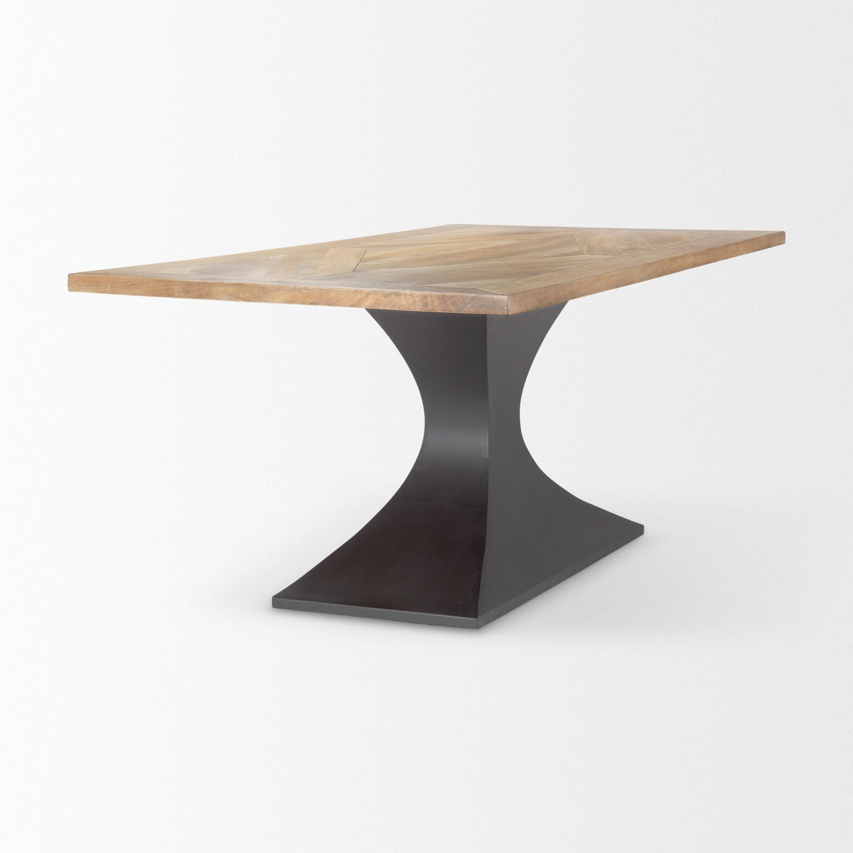 Mercana Maxton Light Brown Wood w/ Dark Gunmetal Iron Metal Dining Table