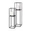 Mercana Cindy Set of 2 Matte Black Metal and Hurricane Glass Pillar Tabletop Candle Holders