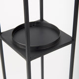Mercana Cindy Set of 2 Matte Black Metal and Hurricane Glass Pillar Tabletop Candle Holders