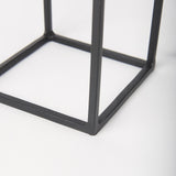 Mercana Cindy Set of 2 Matte Black Metal and Hurricane Glass Pillar Tabletop Candle Holders