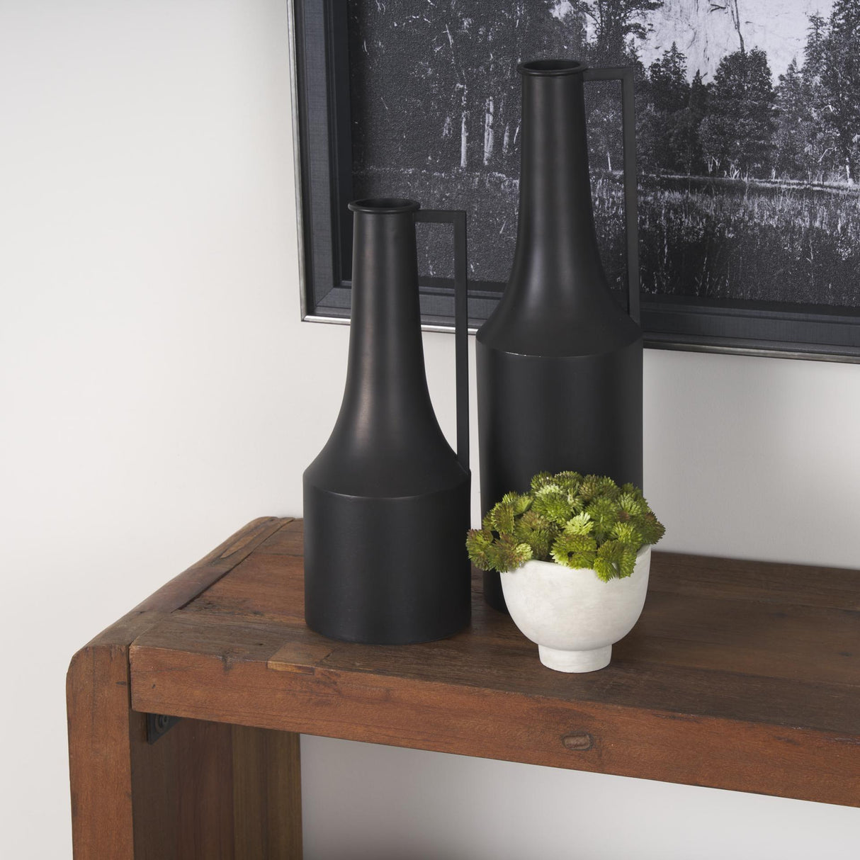 Mercana Aubrey Medium 18.0H Black Iron Flower Jug Vase