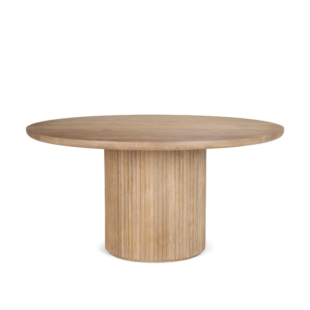 Mercana Terra 60L x 60W x 30H Light Brown Wood Round Fluted Dining Table
