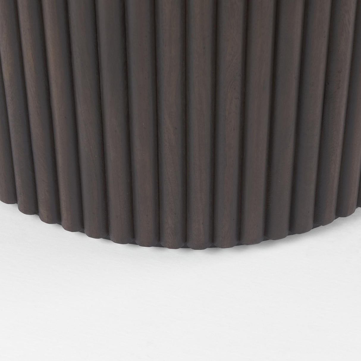 Mercana Terra 60L x 60W x 30H Dark Brown Wood Round Fluted Dining Table