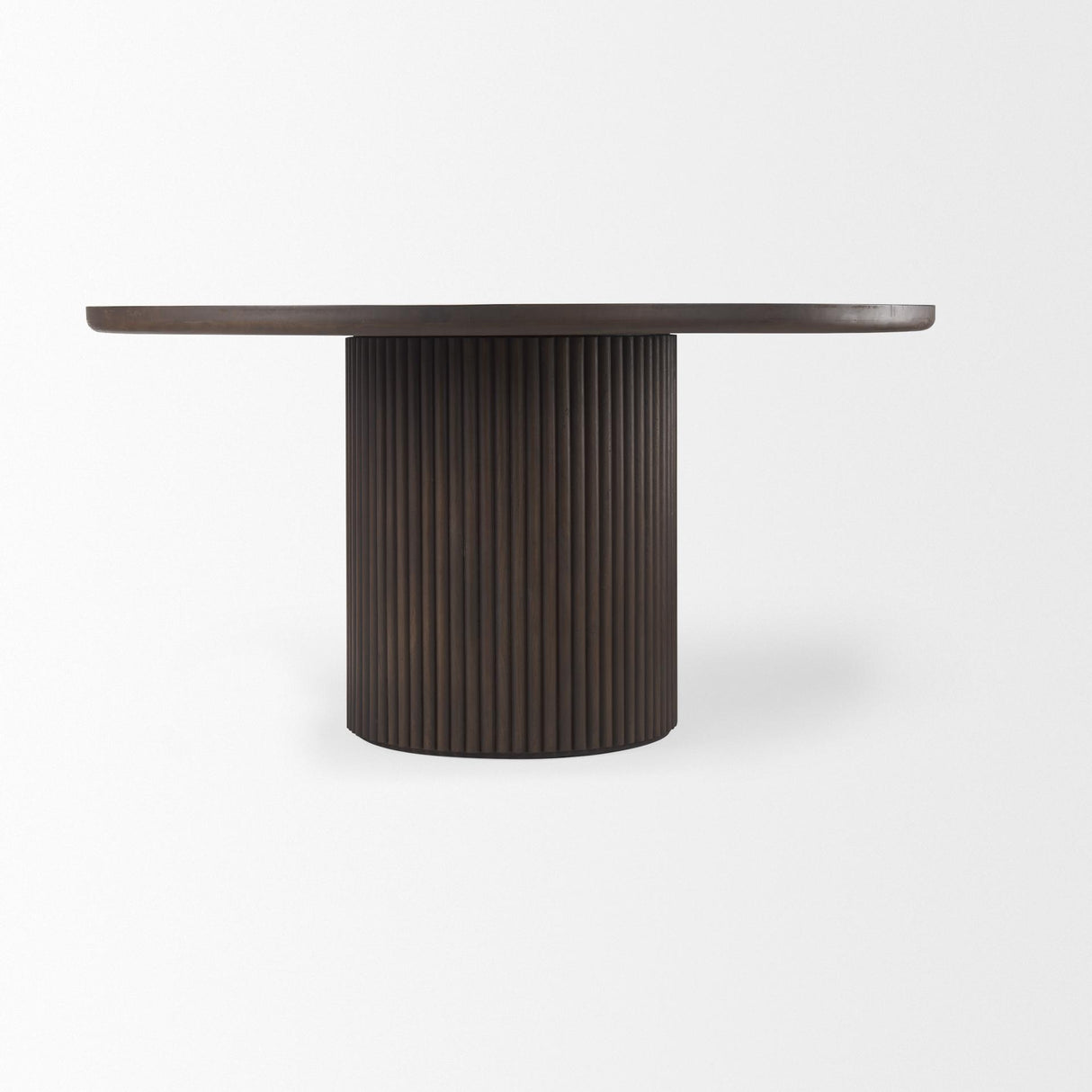 Mercana Terra 60L x 60W x 30H Dark Brown Wood Round Fluted Dining Table