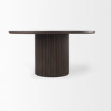 Mercana Terra 60L x 60W x 30H Dark Brown Wood Round Fluted Dining Table