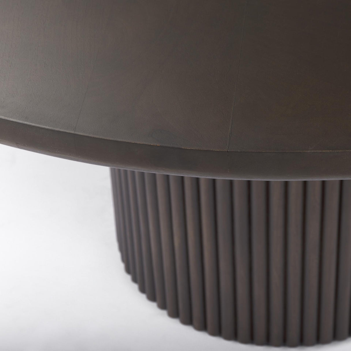 Mercana Terra 60L x 60W x 30H Dark Brown Wood Round Fluted Dining Table