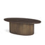 Mercana Terra 48L x 28W x 15H Dark Brown Wood Oval Fluted Coffee Table