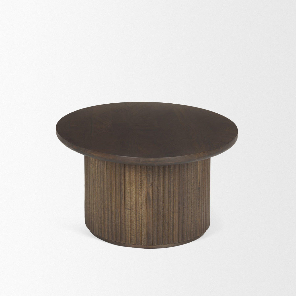 Mercana Terra 48L x 28W x 15H Dark Brown Wood Oval Fluted Coffee Table