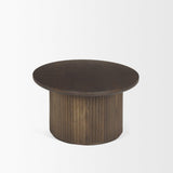 Mercana Terra 48L x 28W x 15H Dark Brown Wood Oval Fluted Coffee Table