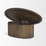 Mercana Terra 48L x 28W x 15H Dark Brown Wood Oval Fluted Coffee Table