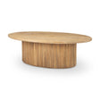 Mercana Terra 48L x 28W x 15H Light Brown Wood Oval Fluted Coffee Table