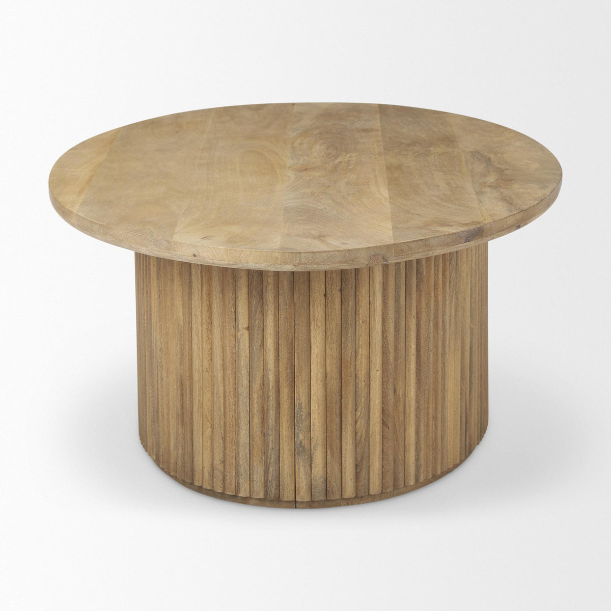 Mercana Terra 48L x 28W x 15H Light Brown Wood Oval Fluted Coffee Table