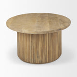 Mercana Terra 48L x 28W x 15H Light Brown Wood Oval Fluted Coffee Table