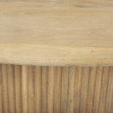 Mercana Terra 48L x 28W x 15H Light Brown Wood Oval Fluted Coffee Table