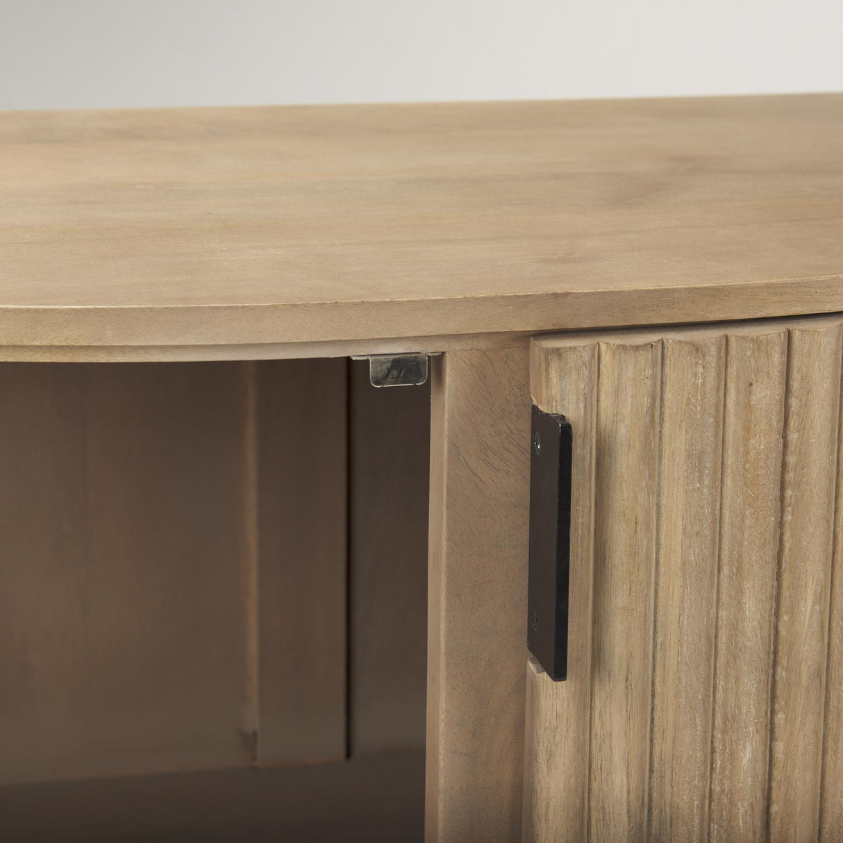 Mercana Terra Fluted Light Brown Wood 2-Door Accent Cabinet