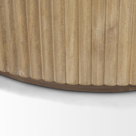 Mercana Terra Fluted Light Brown Wood 2-Door Accent Cabinet