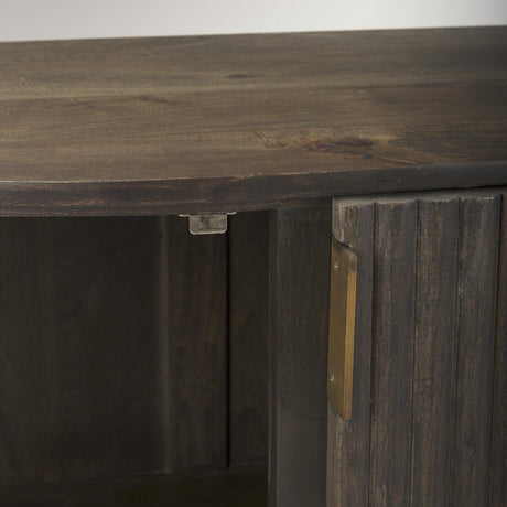 Mercana Terra Fluted Dark Brown 2-Door Accent Cabinet