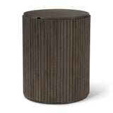 Mercana Terra 18L x 18W x 22H Dark Brown Wood Fluted Round Side Table