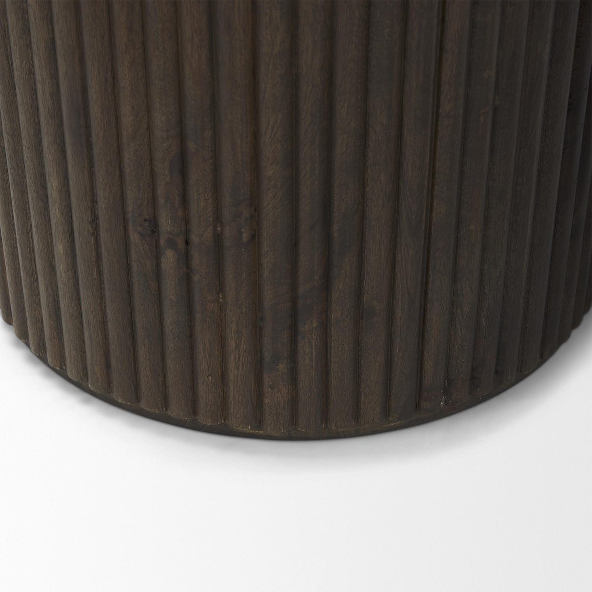 Mercana Terra 18L x 18W x 22H Dark Brown Wood Fluted Round Side Table