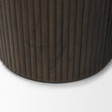 Mercana Terra 18L x 18W x 22H Dark Brown Wood Fluted Round Side Table
