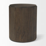 Mercana Terra 18L x 18W x 22H Dark Brown Wood Fluted Round Side Table