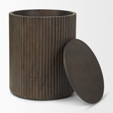 Mercana Terra 18L x 18W x 22H Dark Brown Wood Fluted Round Side Table
