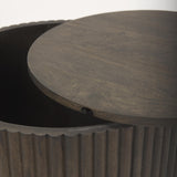 Mercana Terra 18L x 18W x 22H Dark Brown Wood Fluted Round Side Table
