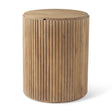 Mercana Terra 18L x 18W x 22H Light Brown Wood Fluted Round Side Table