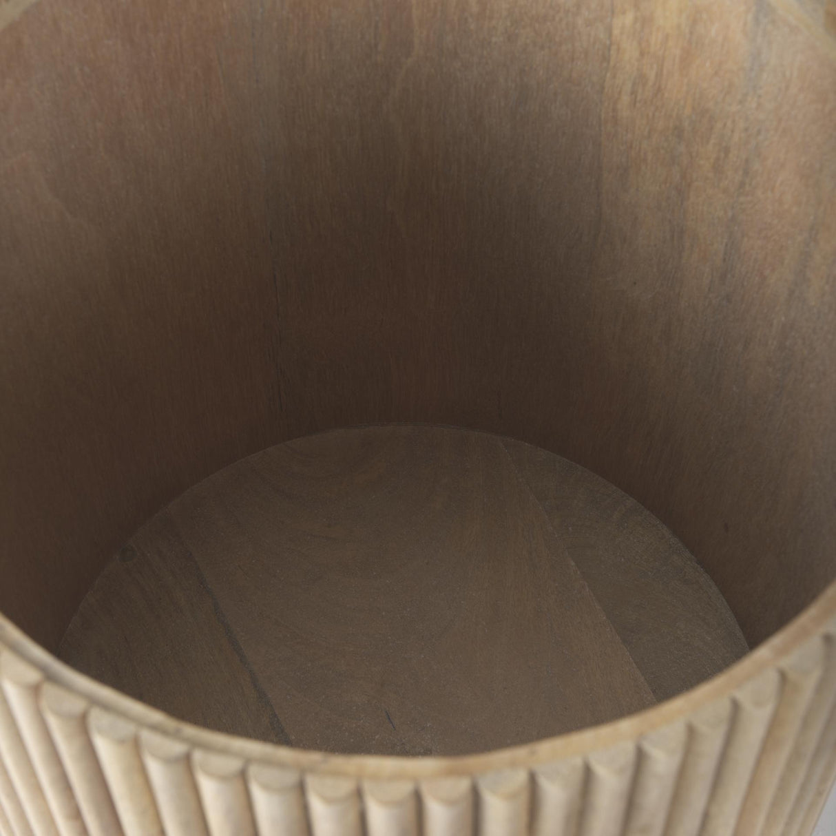Mercana Terra 18L x 18W x 22H Light Brown Wood Fluted Round Side Table