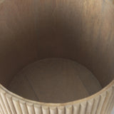 Mercana Terra 18L x 18W x 22H Light Brown Wood Fluted Round Side Table
