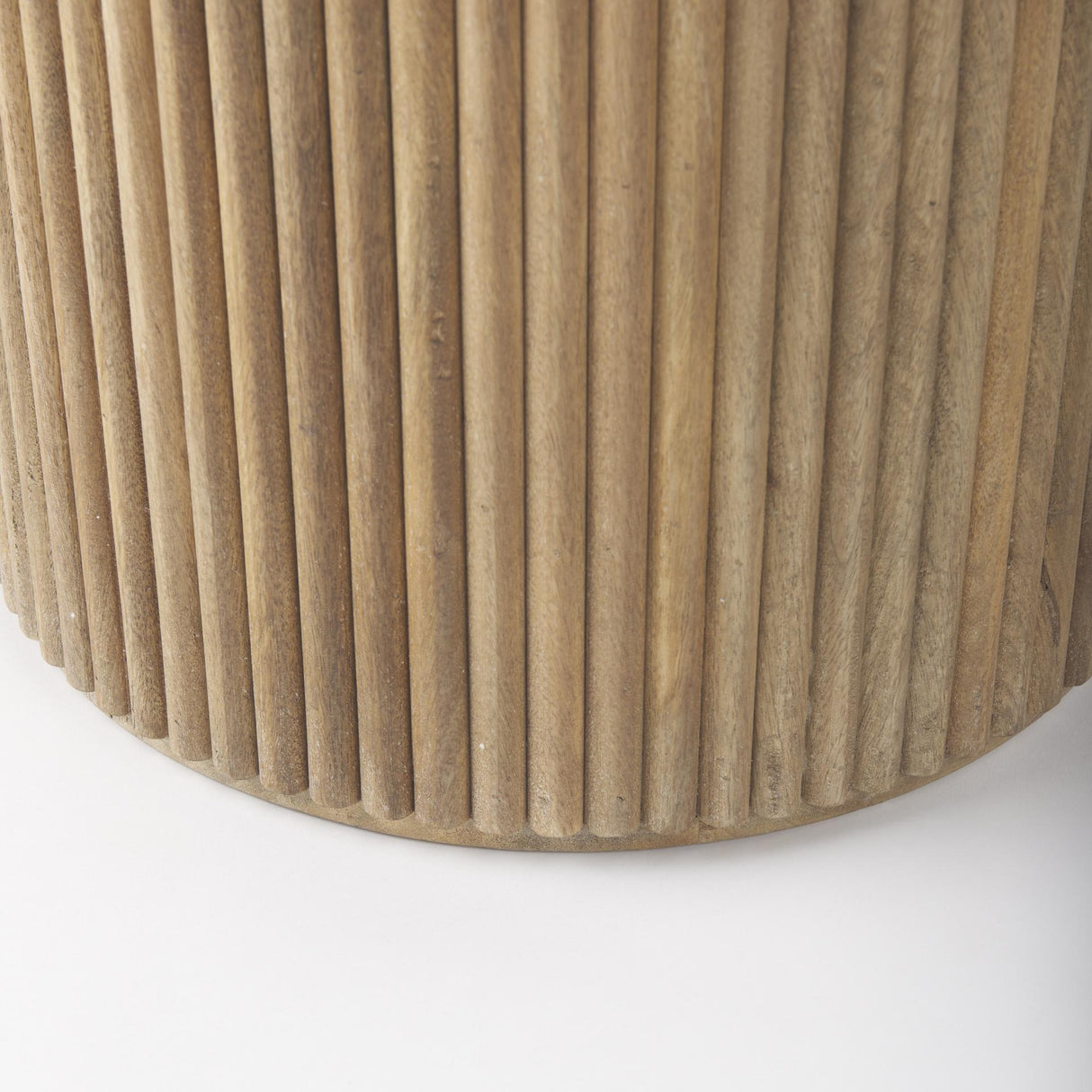 Mercana Terra 18L x 18W x 22H Light Brown Wood Fluted Round Side Table