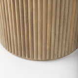 Mercana Terra 18L x 18W x 22H Light Brown Wood Fluted Round Side Table
