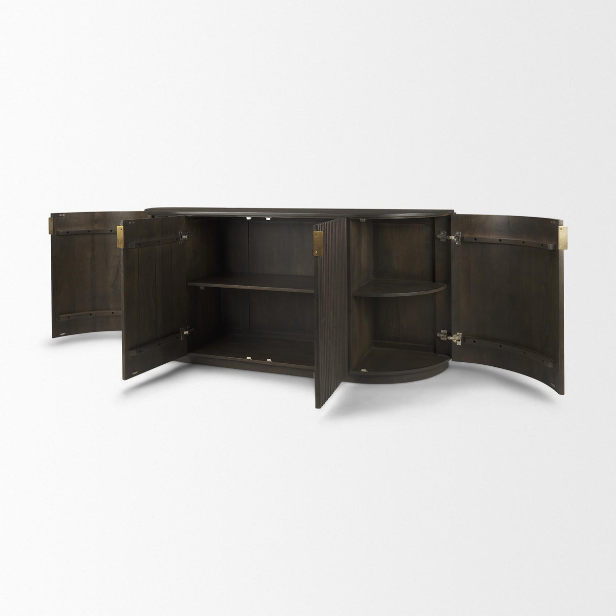 Mercana Terra 72L x 18W x 32H Dark Brown Wood Fluted Sideboard