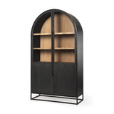 Mercana Sloan 85.5H Black Wood W/Black Metal Frame Arch Cabinet
