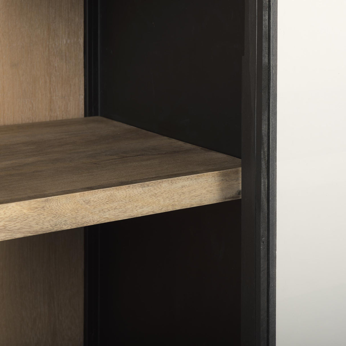 Mercana Sloan 85.5H Black Wood W/Black Metal Frame Arch Cabinet