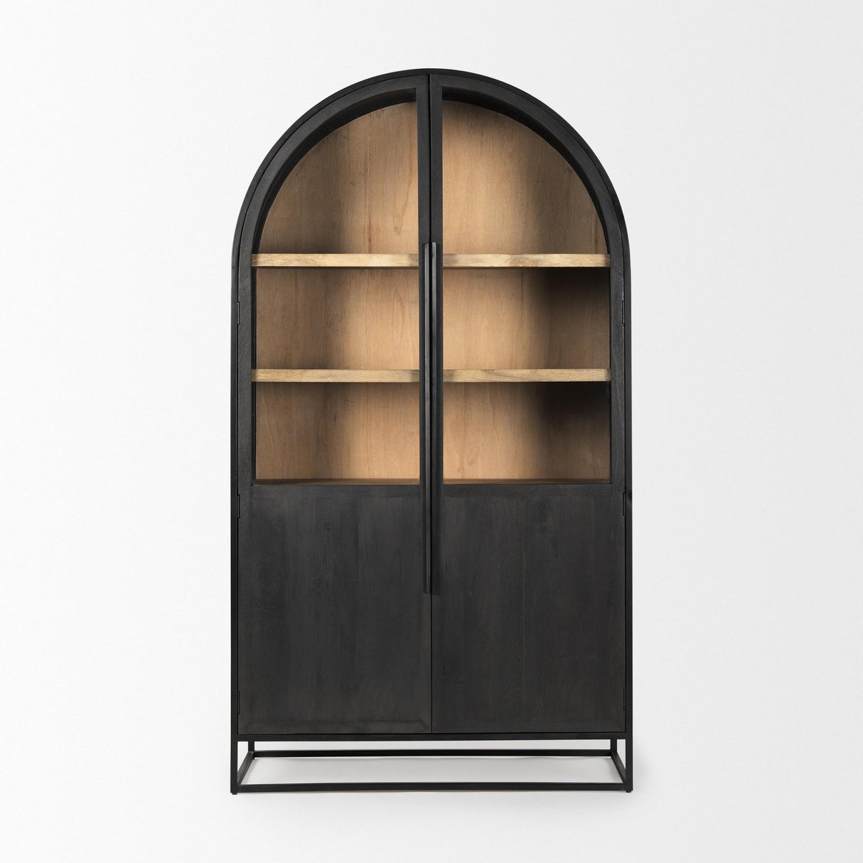 Mercana Sloan 85.5H Black Wood W/Black Metal Frame Arch Cabinet