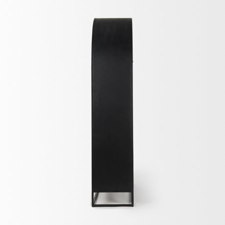 Mercana Sloan 85.5H Black Wood W/Black Metal Frame Arch Cabinet