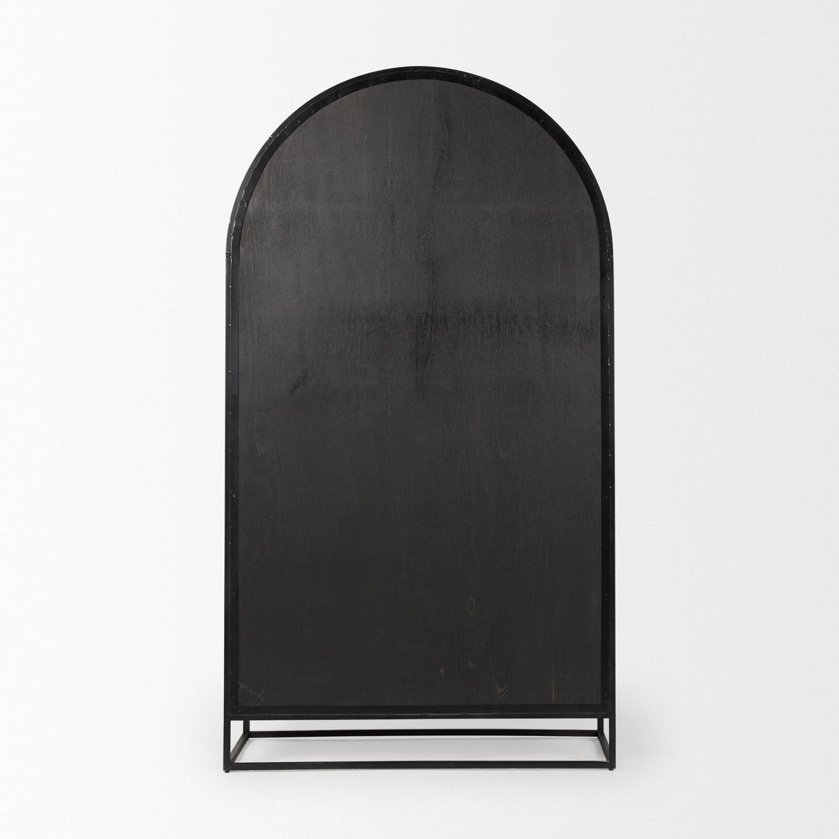 Mercana Sloan 85.5H Black Wood W/Black Metal Frame Arch Cabinet