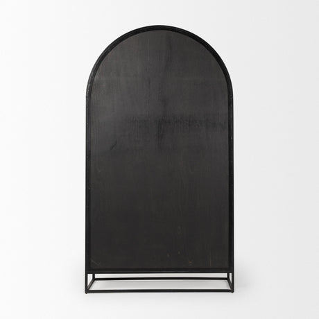 Mercana Sloan 85.5H Black Wood W/Black Metal Frame Arch Cabinet