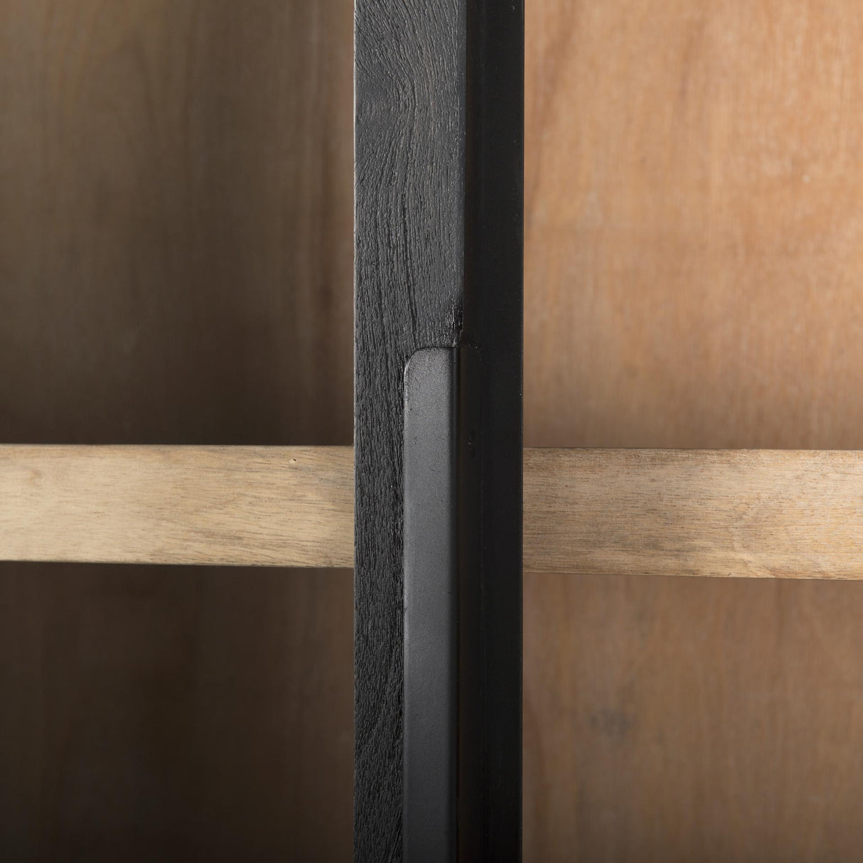 Mercana Sloan 85.5H Black Wood W/Black Metal Frame Arch Cabinet