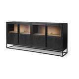 Mercana Sloan 80.0L x 17.0W x 36.0H Black Wood W/Black Metal Frame Sideboard