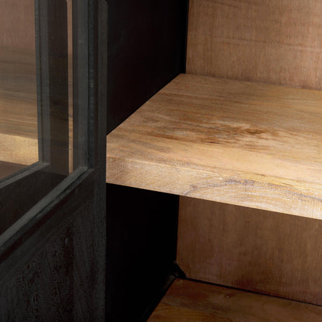 Mercana Sloan 80.0L x 17.0W x 36.0H Black Wood W/Black Metal Frame Sideboard