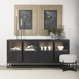 Mercana Sloan 80.0L x 17.0W x 36.0H Black Wood W/Black Metal Frame Sideboard
